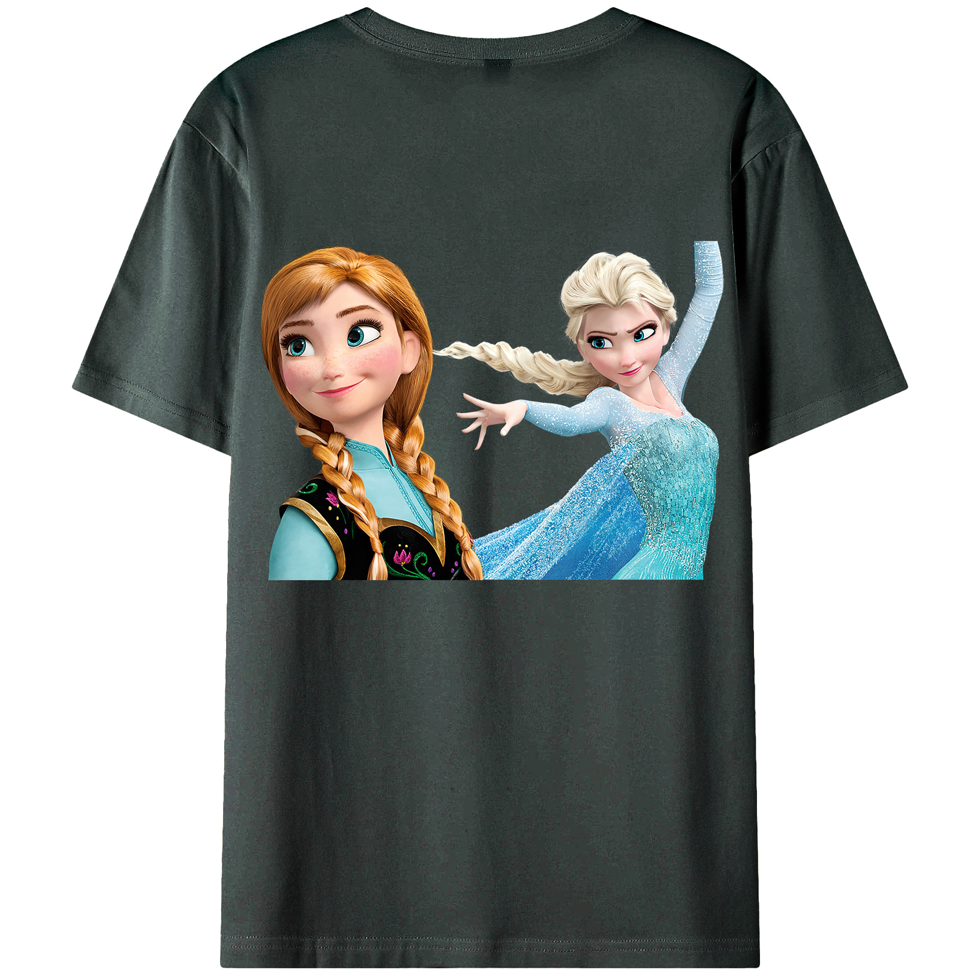 （画像用） アナと雪の女王 アンナ エルサ Frozen Anna Elsa 綿100％ メンズ半袖Tシャツ（バックプリント） 通気性